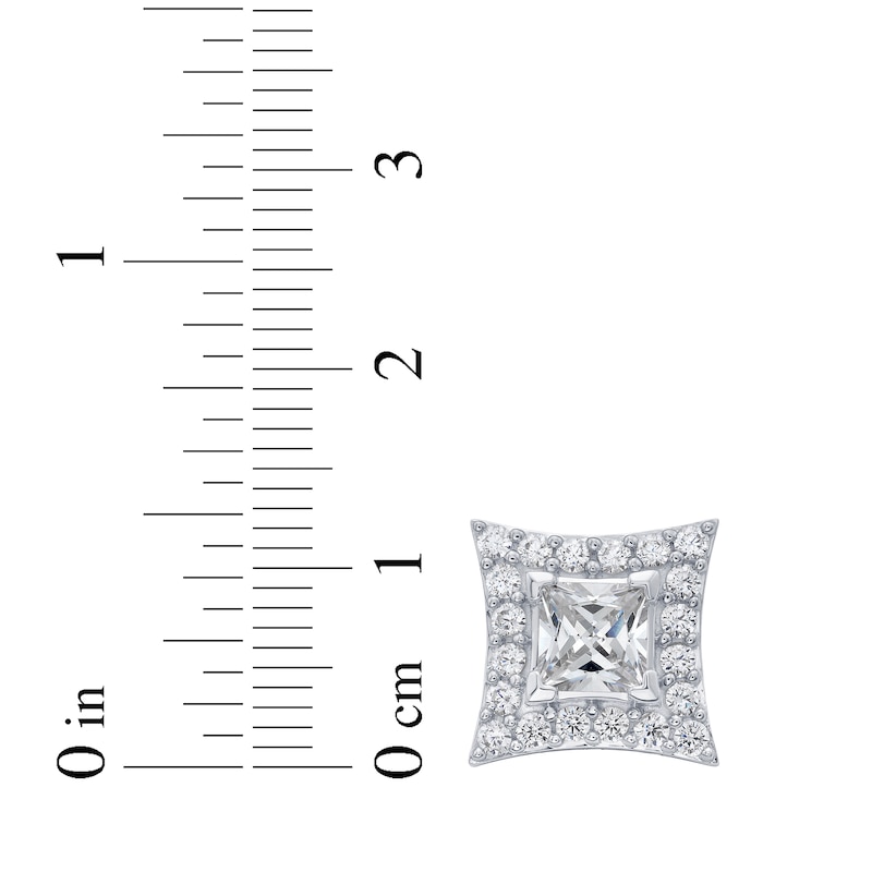 Main Image 5 of KAY Lab-Grown Diamonds Men's Concave Square Stud Earrings 3 ct tw 10K White Gold