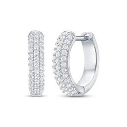 Men's Diamond Three-Row Huggie Hoop Earrings 1/2 ct tw Sterling Silver