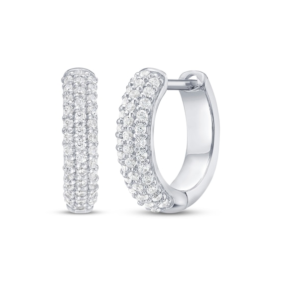Men's Diamond Three-Row Huggie Hoop Earrings 1/2 ct tw Sterling Silver
