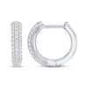 Thumbnail Image 3 of Men's Diamond Three-Row Huggie Hoop Earrings 1/2 ct tw Sterling Silver