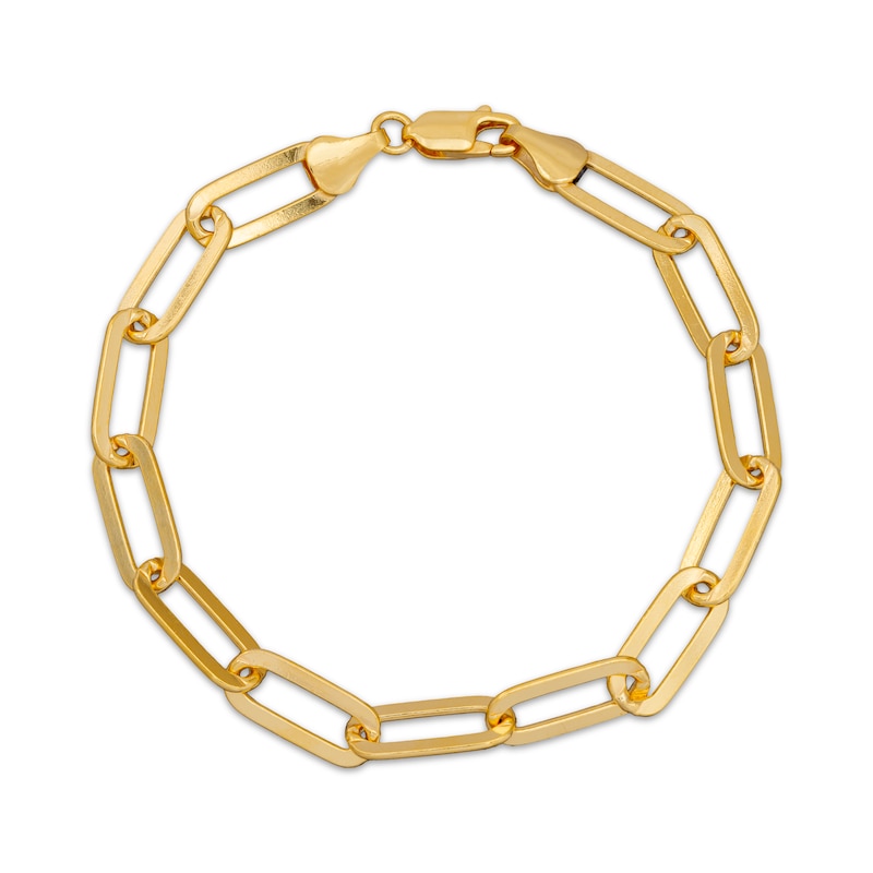 Main Image 1 of 6.5mm Paperclip Chain Bracelet Solid 24K Yellow Gold Vermeil Sterling Silver 7.5"
