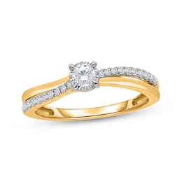 Adore Round-Cut Diamond Crossover Shank Engagement Ring 1/3 ct tw 14K Yellow Gold