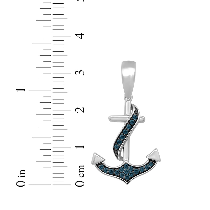 Main Image 3 of Men's Blue Diamond Anchor Charm 1/20 ct tw Sterling Silver