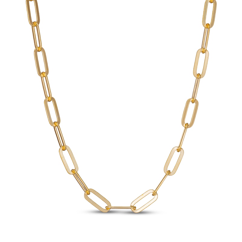 Main Image 1 of 6.5mm Paperclip Chain Necklace Solid 24K Yellow Gold Vermeil Sterling Silver 18.25"