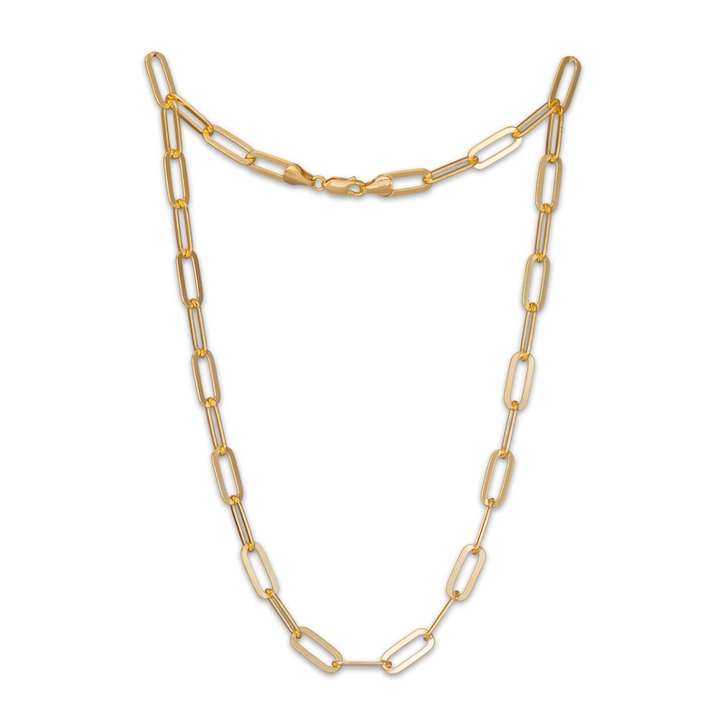 Main Image 2 of 6.5mm Paperclip Chain Necklace Solid 24K Yellow Gold Vermeil Sterling Silver 18.25"