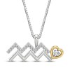 Thumbnail Image 1 of White Lab-Created Sapphire Aquarius Zodiac Symbol Necklace Sterling Silver & 10K Yellow Gold 18"