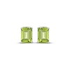 Thumbnail Image 2 of Emerald-Cut Peridot & White Lab-Created Sapphire Hidden Halo Stud Earrings Sterling Silver