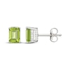 Thumbnail Image 3 of Emerald-Cut Peridot & White Lab-Created Sapphire Hidden Halo Stud Earrings Sterling Silver