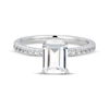 Thumbnail Image 3 of Emerald-Cut White Lab-Created Sapphire Hidden Halo Ring Sterling Silver