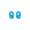 Thumbnail Image 2 of Oval-Cut Swiss Blue Topaz & White Lab-Created Sapphire Stud Earrings Sterling Silver