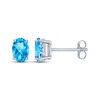 Thumbnail Image 3 of Oval-Cut Swiss Blue Topaz & White Lab-Created Sapphire Stud Earrings Sterling Silver