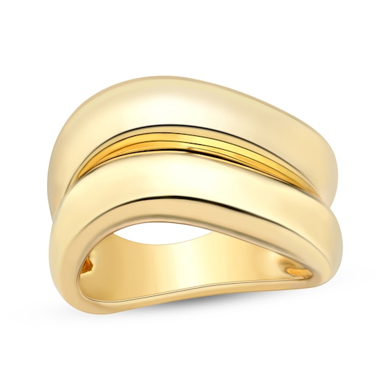 Polished Two-Row Wavy Dome Ring 24K Yellow Gold Vermeil Sterling Silver