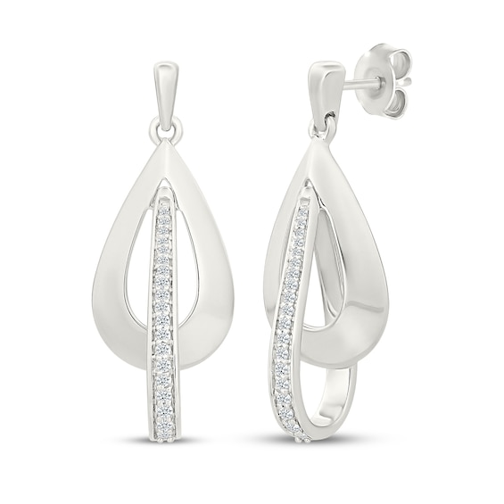 Diamond Teardrop Earrings 1/6 ct tw Sterling Silver