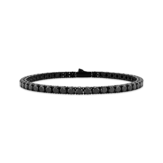 Men's Black Spinel Line Bracelet Black Ion-Plated Stainless Steel 8.5"