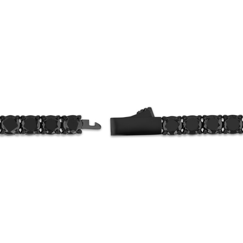Main Image 3 of Men's Black Spinel Line Bracelet Black Ion-Plated Stainless Steel 8.5"