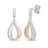 Thumbnail Image 1 of Diamond Double Teardrop Earrings 1/5 ct tw Sterling Silver & 10K Rose Gold