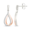 Thumbnail Image 3 of Diamond Double Teardrop Earrings 1/5 ct tw Sterling Silver & 10K Rose Gold