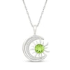 Thumbnail Image 1 of Peridot & White Lab-Created Sapphire Crescent Moon & Sun Necklace Sterling Silver 18"