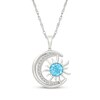 Thumbnail Image 1 of Swiss Blue Topaz & White Lab-Created Sapphire Crescent Moon & Sun Necklace Sterling Silver 18"