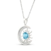 Thumbnail Image 2 of Swiss Blue Topaz & White Lab-Created Sapphire Crescent Moon & Sun Necklace Sterling Silver 18"