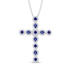Thumbnail Image 1 of Men's Oval & Round-Cut Blue Lab-Created Sapphire Cross Necklace Sterling Silver 22"