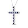 Thumbnail Image 2 of Men's Oval & Round-Cut Blue Lab-Created Sapphire Cross Necklace Sterling Silver 22"