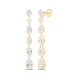 KAY Lab-Grown Diamonds Pear-Shaped & Round-Cut Drop Earrings 1-3/4 ct tw 14K Yellow Gold