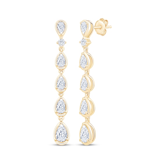 KAY Lab-Grown Diamonds Pear-Shaped & Round-Cut Drop Earrings 1-3/4 ct tw 14K Yellow Gold