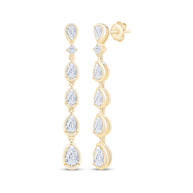 Main Image 1 of KAY Lab-Grown Diamonds Pear-Shaped & Round-Cut Drop Earrings 1-3/4 ct tw 14K Yellow Gold