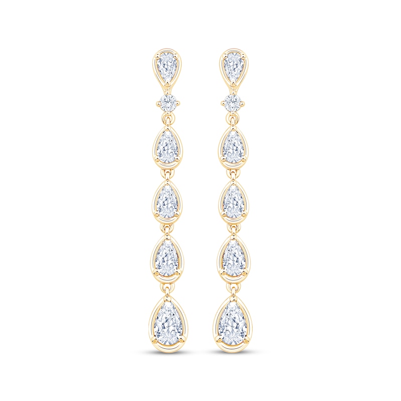 Main Image 2 of KAY Lab-Grown Diamonds Pear-Shaped & Round-Cut Drop Earrings 1-3/4 ct tw 14K Yellow Gold