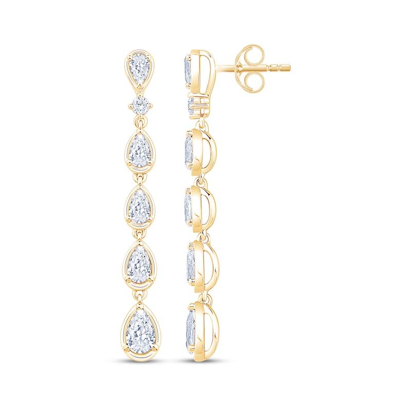 Main Image 3 of KAY Lab-Grown Diamonds Pear-Shaped & Round-Cut Drop Earrings 1-3/4 ct tw 14K Yellow Gold
