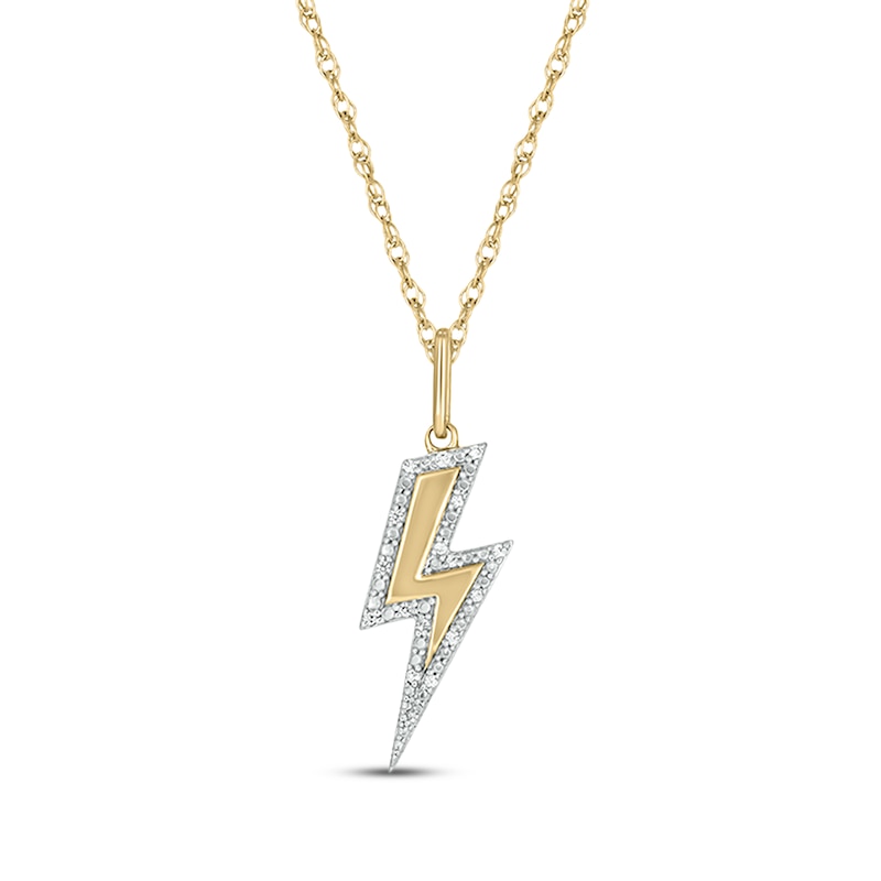 Main Image 1 of Diamond Lightning Necklace 1/20 ct tw 24K Yellow Gold-Plated Sterling Silver 18"