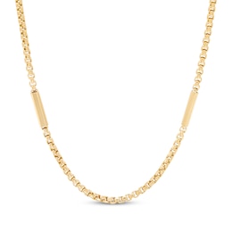 2.4mm Bar Station Chain Necklace Hollow 10K Yellow Gold 22"