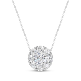 KAY Lab-Grown Diamonds Halo Necklace 1 ct tw 10K White Gold 18