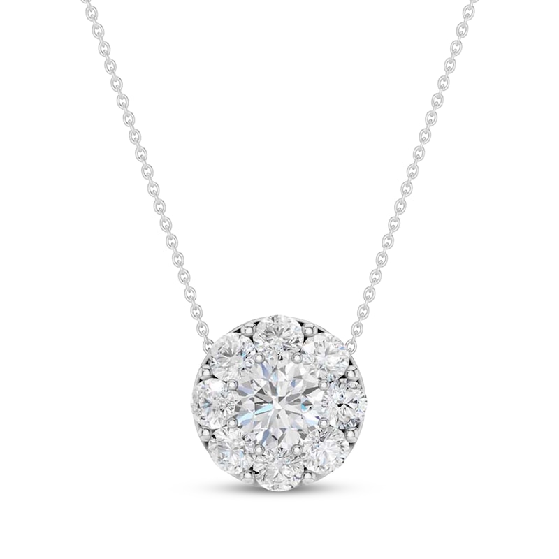 Main Image 1 of KAY Lab-Grown Diamonds Halo Necklace 1 ct tw 10K White Gold 18