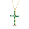 Thumbnail Image 2 of Men's Lab-Created Emerald & White Lab-Created Sapphire Cross Necklace 10K Yellow Gold 22"