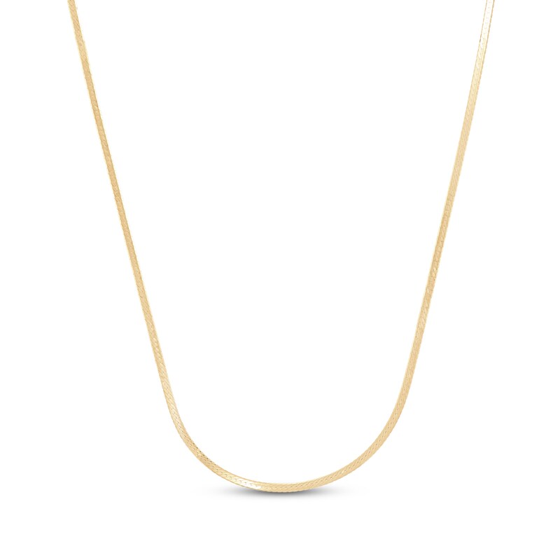 Main Image 1 of 1.1mm Herringbone Chain Necklace Hollow 14K Yellow Gold 20"