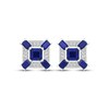Thumbnail Image 2 of Men's Square-Cut Blue Lab-Created Sapphire & White Lab-Created Sapphire Stud Earrings 10K White Gold
