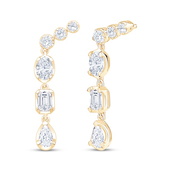 KAY Lab-Grown Diamonds Multi-Shape Drop Earrings 1-1/4 ct tw 14K Yellow Gold