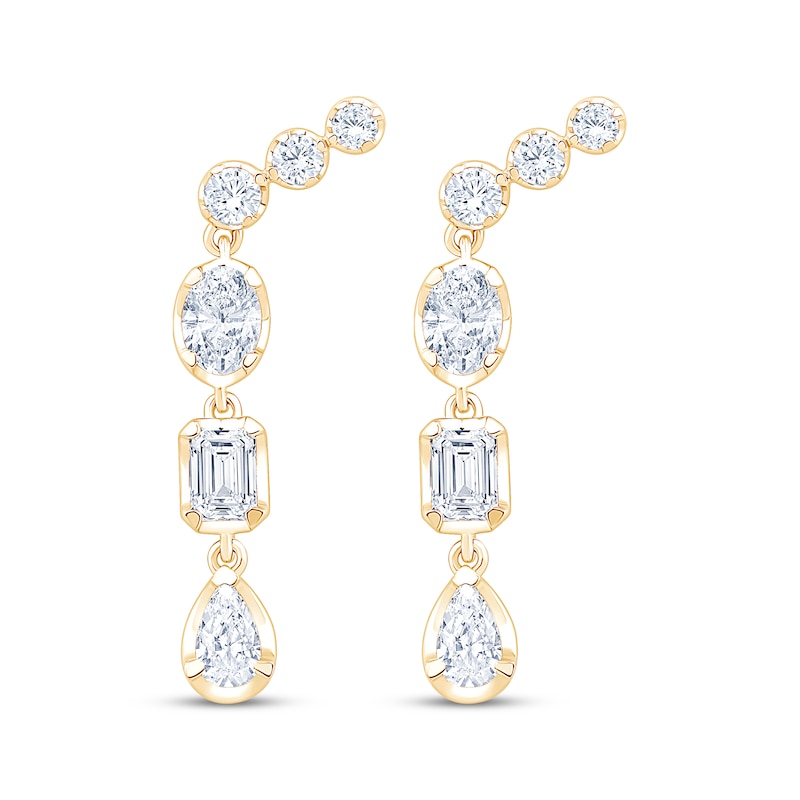 Main Image 2 of KAY Lab-Grown Diamonds Multi-Shape Drop Earrings 1-1/4 ct tw 14K Yellow Gold