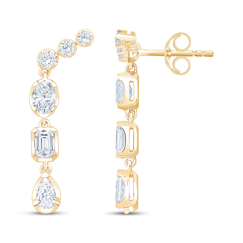 Main Image 3 of KAY Lab-Grown Diamonds Multi-Shape Drop Earrings 1-1/4 ct tw 14K Yellow Gold