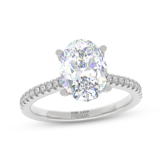 THE LEO Prisma Diamond Oval-Cut Hidden Halo Engagement Ring 1-5/8 ct tw 14K White Gold