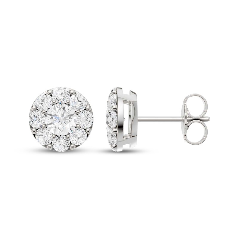 Main Image 3 of KAY Lab-Grown Diamonds Halo Stud Earrings 1-1/2 ct tw 10K White Gold