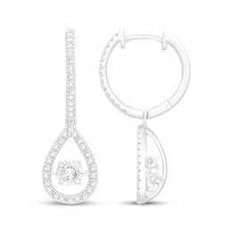 Unstoppable Love Diamond Teardrop Dangle Hoop Earrings 1/2 ct tw 10K White Gold