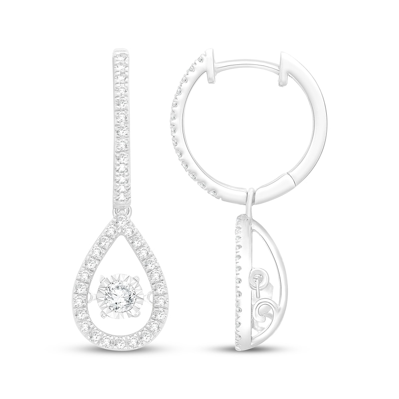 Main Image 1 of Unstoppable Love Diamond Teardrop Dangle Hoop Earrings 1/2 ct tw 10K White Gold