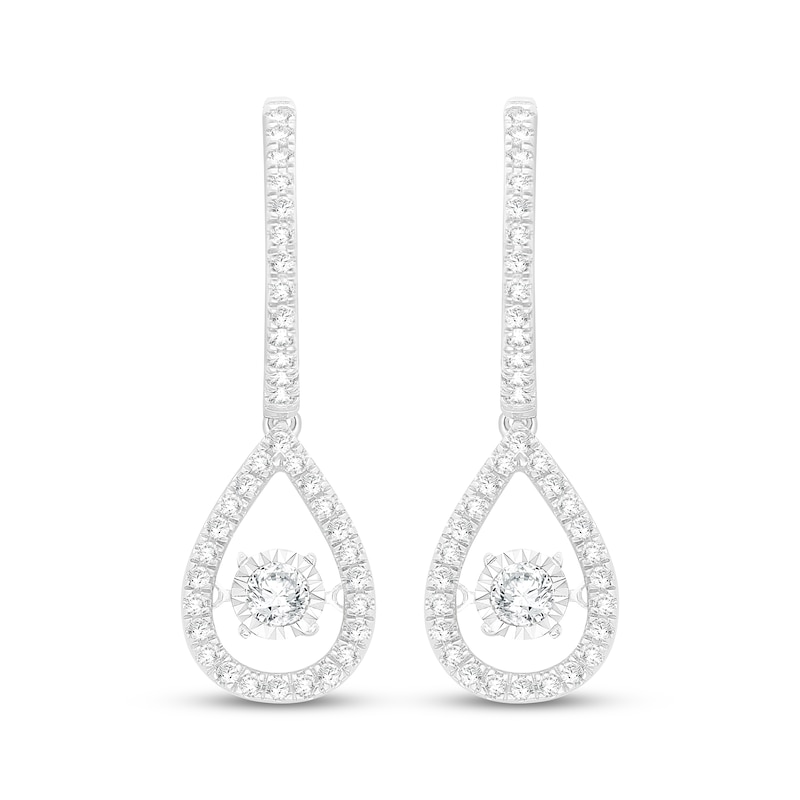 Main Image 2 of Unstoppable Love Diamond Teardrop Dangle Hoop Earrings 1/2 ct tw 10K White Gold