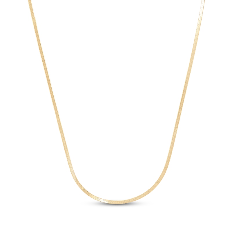 Main Image 1 of 1.1mm Herringbone Chain Necklace Hollow 14K Yellow Gold 18"