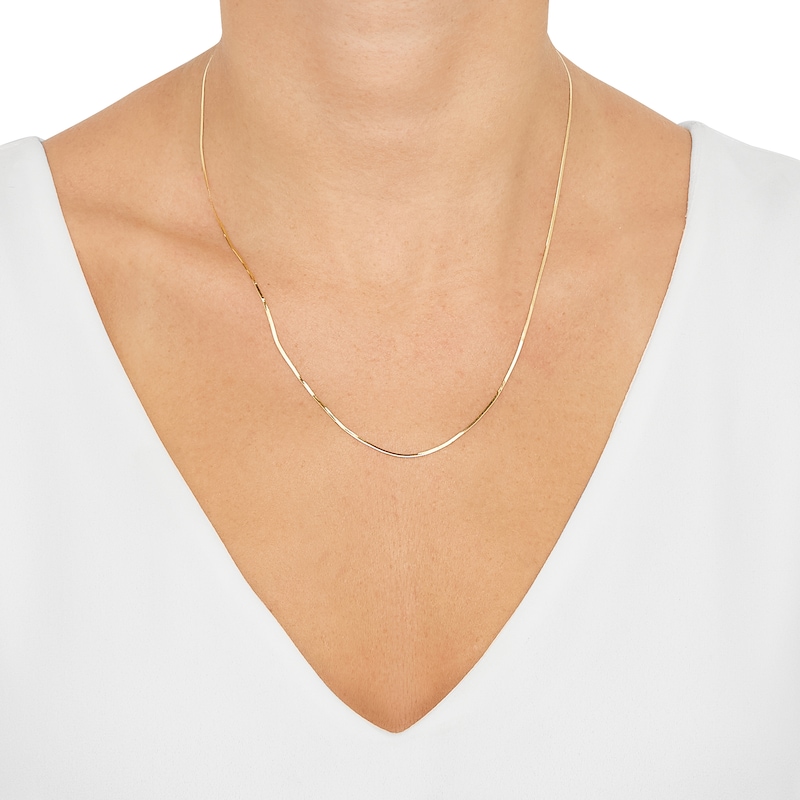 Main Image 2 of 1.1mm Herringbone Chain Necklace Hollow 14K Yellow Gold 18"