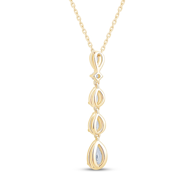 Main Image 3 of KAY Lab-Grown Diamonds Pear-Shaped & Round-Cut Drop Necklace 1 ct tw 14K Yellow Gold 18"