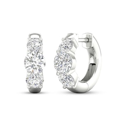 KAY Lab-Grown Diamonds Three-Stone Huggie Hoop Earrings 3 ct tw 10K White Gold